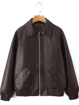 2026 Fashion Streetwear Women Retro Loose Black PU Faux Leather Jacket Spring Autumn Lady Vintage Zipper Coat Moto Biker Outwear