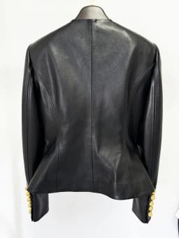 HIGH STREET Newest 2026 Designer Jacket Women's Slim Fitting Snail Button Artificial Leather Blazer