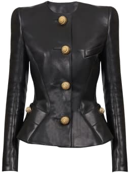 HIGH STREET Newest 2026 Designer Jacket Women's Slim Fitting Snail Button Artificial Leather Blazer