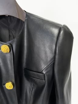 HIGH STREET Newest 2026 Designer Jacket Women's Slim Fitting Snail Button Artificial Leather Blazer