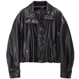 Spring 2026 Women's Fashion High Collar Long Sleeve Faux Leather Jacket Versatile Outerwear Commute Style Zipper Closure