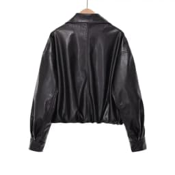 Spring 2026 Women's Fashion High Collar Long Sleeve Faux Leather Jacket Versatile Outerwear Commute Style Zipper Closure