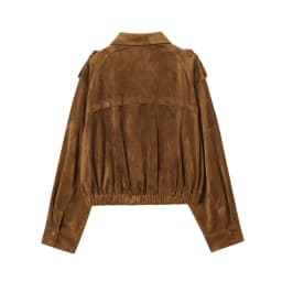 JNLEAOG Autumn New Style Women's Retro Suede Workwear Jacket Outerwear Polyester Standard Fit Zipper Closure Ladies Coat