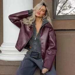 Autumn Winter Retro Leather Jacket 2025 New Women Pu Leather Jacket Short Lapel Motorcycle Loose Coat Women Biker Leather Coat