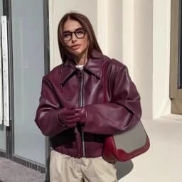 Autumn Winter Retro Leather Jacket 2025 New Women Pu Leather Jacket Short Lapel Motorcycle Loose Coat Women Biker Leather Coat