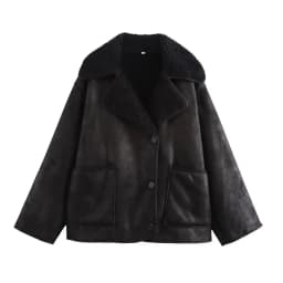 Winter Women's Black Faux Leather Jacket Warm Streetwear Outwear Solid Elegant Warmth 2026 PU Coat for Ladies Jackets Coat Tops