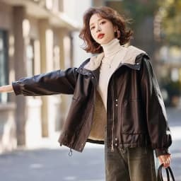 2026 Winter Leather Jacket Women Add-velvet Thicken Warm Coats Loose Hooded Short Jackets Streetwear Windproof Leather Outerwear