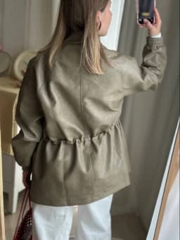 Women's Elegant Casual Zipper Office Coat 2026 New Spring Pu Leather Stand Neck Jacket Chic High End Adjustable Waist Streetwear