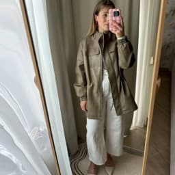 Women's Elegant Casual Zipper Office Coat 2026 New Spring Pu Leather Stand Neck Jacket Chic High End Adjustable Waist Streetwear