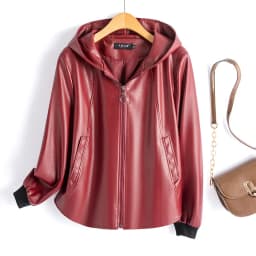 2026 Fashion Hooded Leather Jacket Women Faux Leather Coat Streetwear Lady Loose Tops Zipper-up Short Outerwear Soft Not Crack