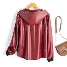 2026 Fashion Hooded Leather Jacket Women Faux Leather Coat Streetwear Lady Loose Tops Zipper-up Short Outerwear Soft Not Crack