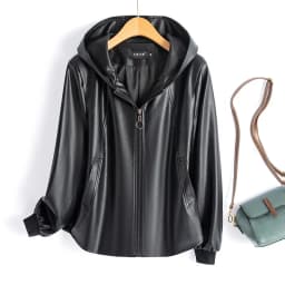 2026 Fashion Hooded Leather Jacket Women Faux Leather Coat Streetwear Lady Loose Tops Zipper-up Short Outerwear Soft Not Crack