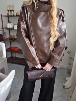 Women Faux Leather Loose Jacket Vintage Stand Collar Zipper Singe Button Long Sleeve Female Coat 2026 Spring Lady Streetwear