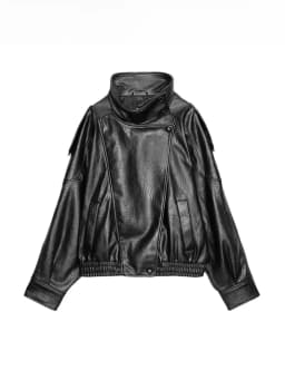 Women Faux Leather Loose Jacket Vintage Stand Collar Zipper Singe Button Long Sleeve Female Coat 2026 Spring Lady Streetwear