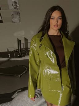 Fashion Women PU Leather Skirts Set Turn-down Collar Double Breasted Waisted Coat Mini Skirt Women High Street Solid Spring Sets