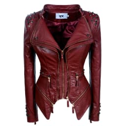 2020 Women Autumn Winter Thick Fake PU Faux Leather rivet Jackets Lady studs Motorcycle Coats Biker Zippers Street Outwear