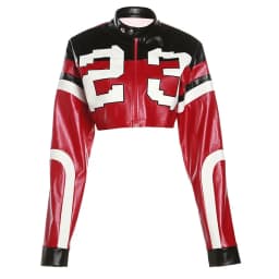 Women's Autumn/Winter Top Coat Imitation Leather Stand-up Collar Short Stripes Zipper Casual Design Fashion New Versatile Skinny