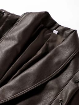 Faux Leather Brown Women Jackets Belt Lace Up Lapel Female Coat 2026 Autumn Vintage Casual Spring Long Sleeve Lady Outwear