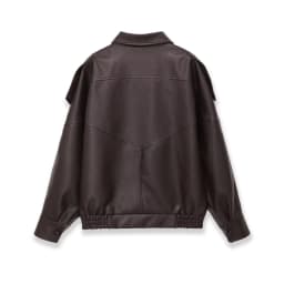 Fashionable Long Sleeve Stand Collar Workwear Leather Jacket for Women Autumn New Style Versatile Commute Style Polyester Fiber