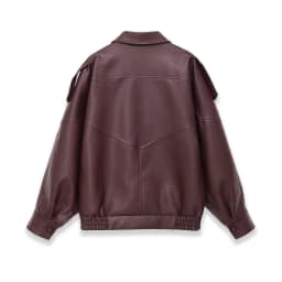 Fashionable Long Sleeve Stand Collar Workwear Leather Jacket for Women Autumn New Style Versatile Commute Style Polyester Fiber