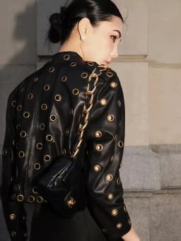 High-Quality Hollow out Biker Leather Jacket Women's Design Sensation Short Cardigan Trendy Street Style Commute Fashion