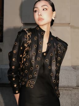 High-Quality Hollow out Biker Leather Jacket Women's Design Sensation Short Cardigan Trendy Street Style Commute Fashion