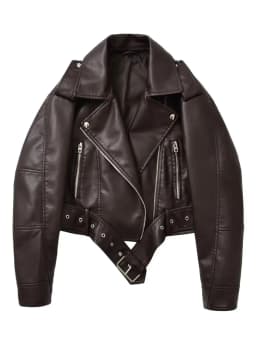 Brand Coat Women Faux PU Leather Jacket High Street Motorcycle Coat Casual Lady Lapel Zipper Short Leather Jacket