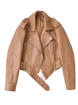 Brand Coat Women Faux PU Leather Jacket High Street Motorcycle Coat Casual Lady Lapel Zipper Short Leather Jacket