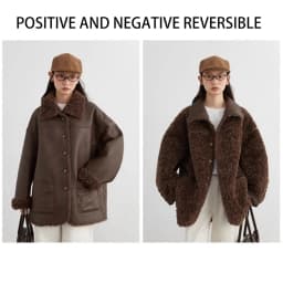 CHIC VEN Women Faux Leather Jacket Coat Loose Casual Reversible Mid Length PU Overcoat Retro Ladies Outerwear Autumn Winter 2025