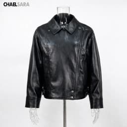 2026 New High Quality Woman Black Faux Leather Jacket Casual Long Sleeve Coats   Zipper Femal Motorcycle Coat Tops