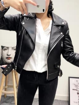 FTLZZ New Autumn Women Pu Leather Jacket Woman Zipper Belt Short Coat Female Black Punk Bomber Faux Leather Outwear