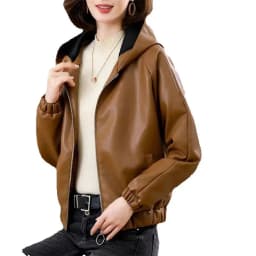 Velvet PU Leather Coat Woman 2026 New Fur Jacket Autumn Winter Hooded Loose Outerwear Slim Short Leather Jackets Ladies Outcoat