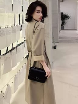 Lautaro Autumn Long Black Cool PU Leather Trench Coat for Women Belt Single Breasted Loose Korean Fashion Wholesale Clothes 2022