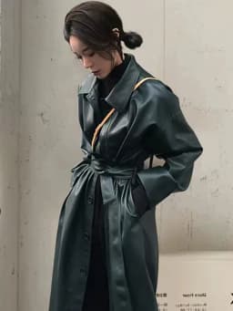 Lautaro Autumn Long Black Cool PU Leather Trench Coat for Women Belt Single Breasted Loose Korean Fashion Wholesale Clothes 2022