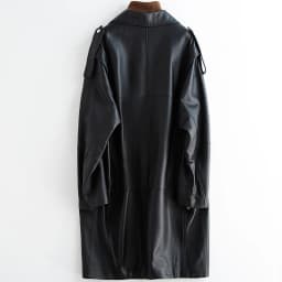 Nerazzurri Autumn Oversized Black Long Womens Leather Biker Jacket Long Sleeve Spring Loose Faux Leather Coat Streetwear 2022