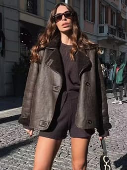 2023 Winter Women Warm Jacket Vintage Casual Solid Faux Leather Long Sleeve Coat Female Windbreaker Outwear Lapel Tops