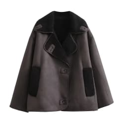 2023 Winter Women Warm Jacket Vintage Casual Solid Faux Leather Long Sleeve Coat Female Windbreaker Outwear Lapel Tops