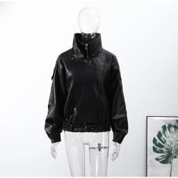 Black Asymmetry Buttons Leather Jackets Women Lapel Long Sleeve Warm Street Jacket 2025 Autumn Winter Lady Thick Outwear New
