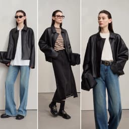Amii Leather Jacket Women 2026 Autumn New Minimalist Lapel Loose PU Leather Zipper Shoulder Long Sleeve Coat for Woman 12543228
