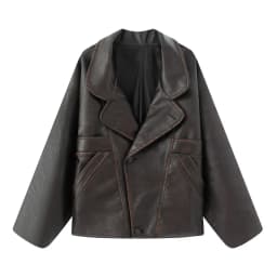 Autumn American Retro Women Washing Black PU Leather Jacket Lapel 3 Buttons Full Sleeve Oversize Coat Loose Short Outerwear