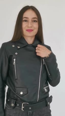 FTLZZ New Women Autumn Winter Black Faux Leather Jackets Zipper Basic Coat Turn-down Collar Motor Biker Jacket With Belt