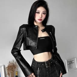 Korean Chic Short Faux Leather Jackets Women 2025 Autumn New Irregular Black Motorcycle Jacket All-Match Vintage Trend PU Coat