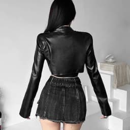 Korean Chic Short Faux Leather Jackets Women 2025 Autumn New Irregular Black Motorcycle Jacket All-Match Vintage Trend PU Coat