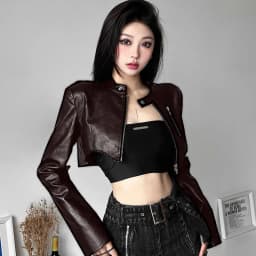 Korean Chic Short Faux Leather Jackets Women 2025 Autumn New Irregular Black Motorcycle Jacket All-Match Vintage Trend PU Coat