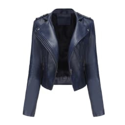 Faux Leather Jacket for Women, Turndown Collar, Punk Coat, Motorcycle, Black, Rivet Zipper, Outerwear, Female, Autumn, 2025