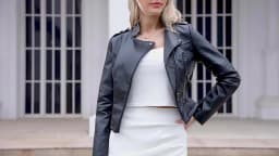 Faux Leather Jacket for Women, Turndown Collar, Punk Coat, Motorcycle, Black, Rivet Zipper, Outerwear, Female, Autumn, 2025