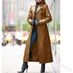 Women Autumn Winter Faux Leather Coat Long Sleeve Solid Color Turndown Collar Button Casual Fashion Warm Comfortable Regular Fit