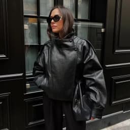 New Autumn Winter Women's Faux Leather Jacket Outerwear ZR Style Short Coat Warm Polyester Fiber Zipper Long Sleeve Coat