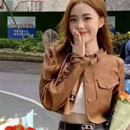 Retro Sweet And Cool Style Short Leather Jacket Women Spring New Korean Slim Versatile Motorcycle Strap PU Leather Jacket Trend