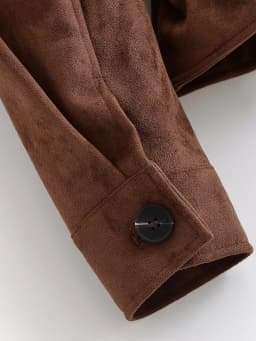 Autumn Casual Fashion Lady Streetwears Vintage Brown Suede Leather Women's Jacket Solid Loose Long Sleeved Pocket Brand Coat